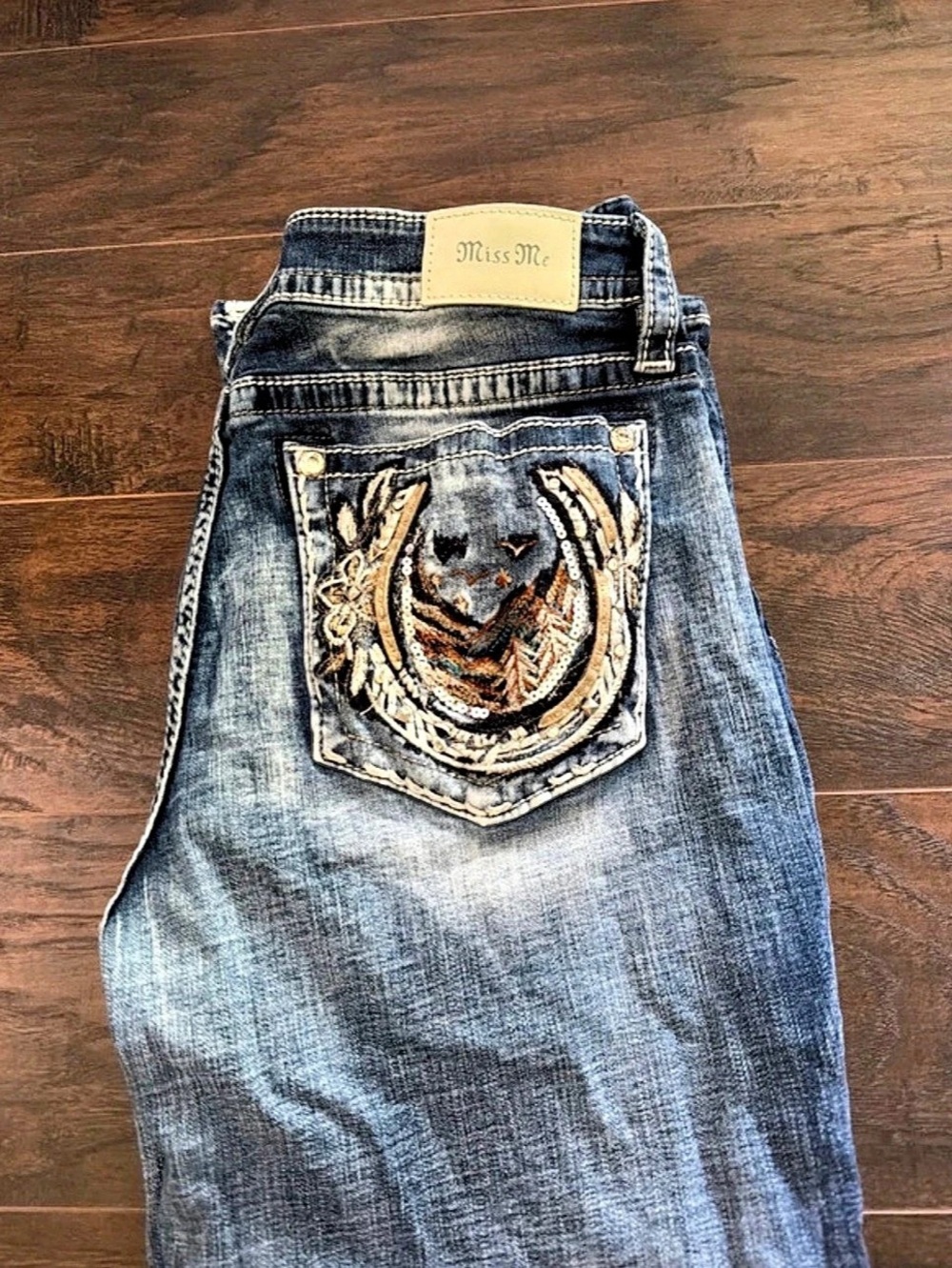 Miss Me Embellished Denim Jean Shorts Blue Waist 34